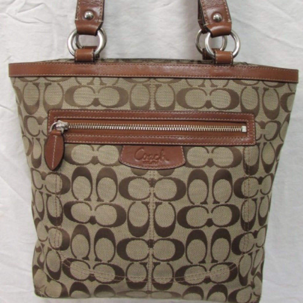 Coach Penelope Monogram Brown Trim Purse -F14693